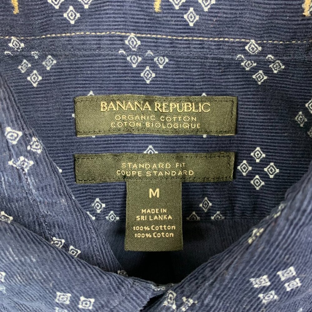 Banana Republic Mens Shirt Medium Blue Spotted Corduroy Button Up Organic Cotton - Picture 4 of 8